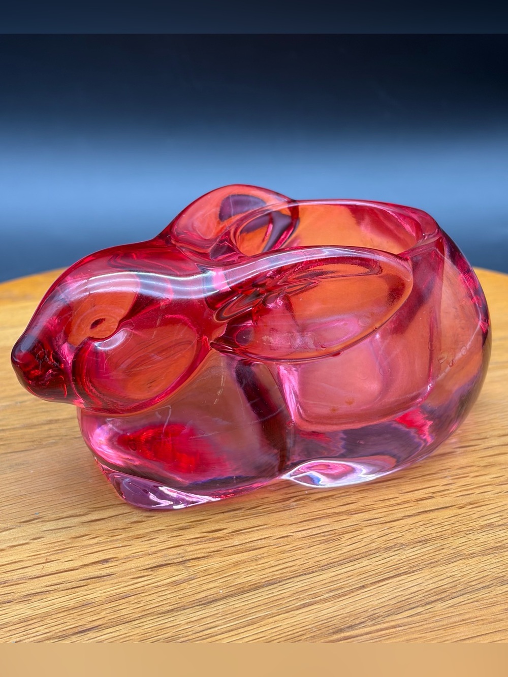 Vintage Pink Bunny Rabbit Figurine Votive Candle Holder Easter Indiana Glass